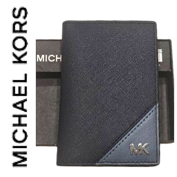 Michael Kors Rivington Logo Bi-Fold Card Case- DK Chambray - Picture 1 of 9